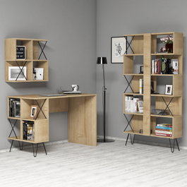 Hanah Home Extra 2 - Oak Mesa de estudio y estantería